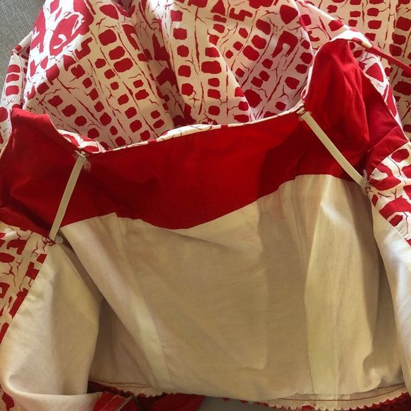 Vintage 50s Kamehameha Hawaii Tropical Red White Fit and Flare Print Sundress - Picture 10 of 12